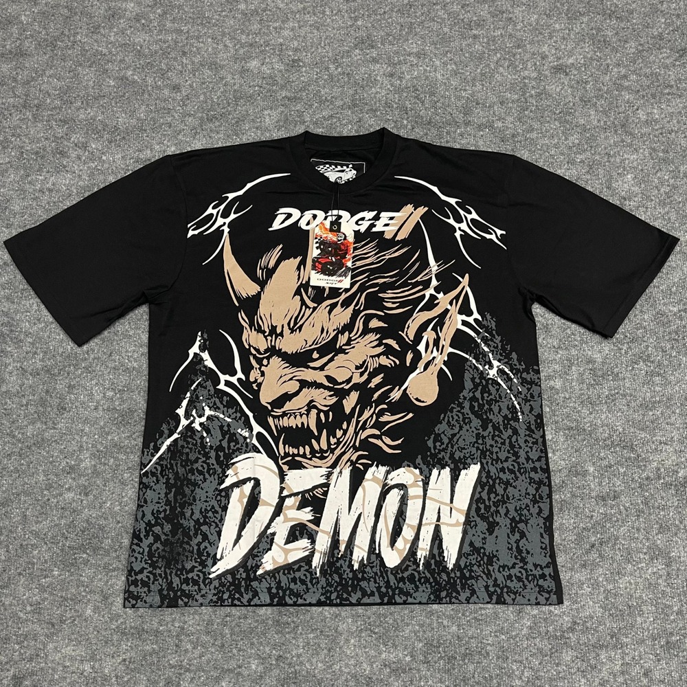 Dodge x Reason Shirt Mens XL Black Demon Graphic Limited Edition Collab Boxy Fit